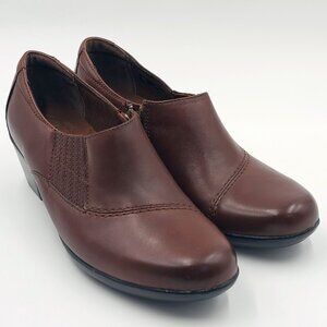 Clarks Channing Essa Congo Brown Leather Bootie Shoes Women's Size 10m NEW